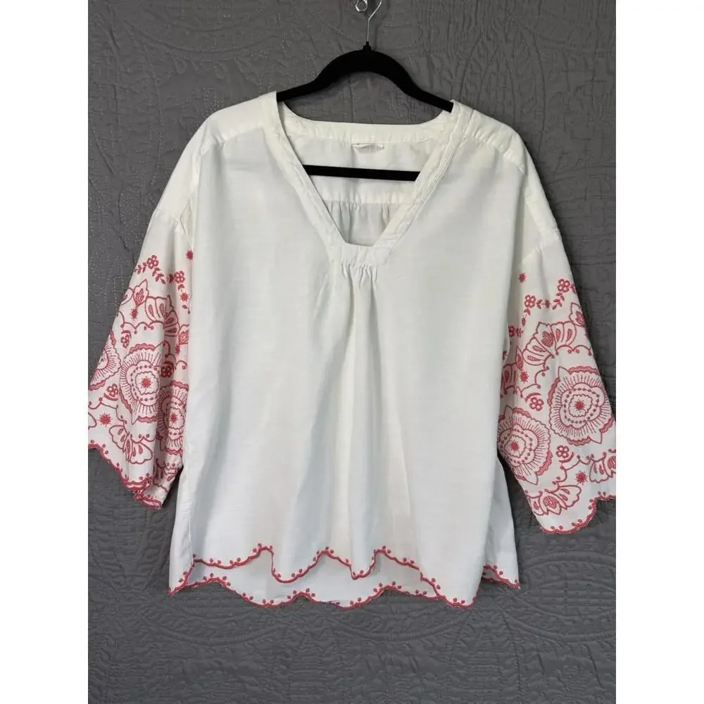 Woman Bell Sleeve Embroidered Blouse Gap Size L